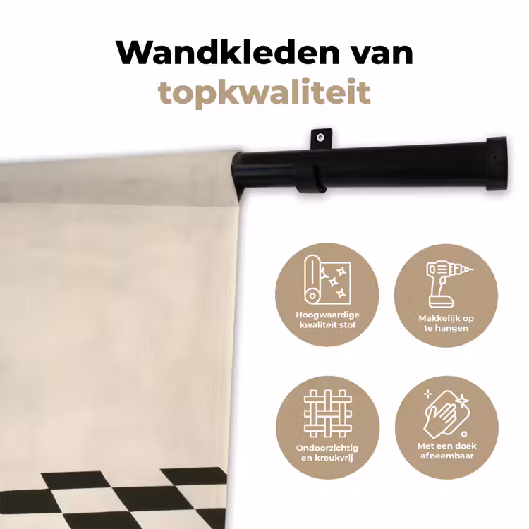Wandkleed - Vaas - Blauw - Geblokt - Modern — 3