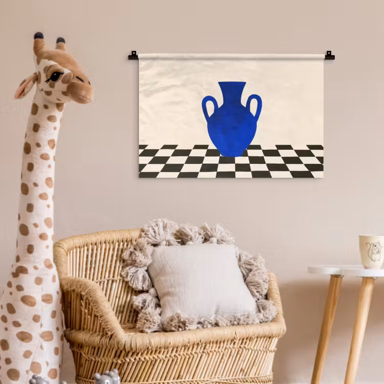 Wandkleed - Vaas - Blauw - Geblokt - Modern — 5