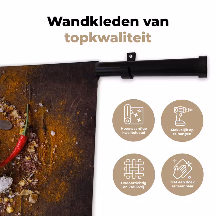 Wandkleed - Vijzel - Kruiden - Lepels - Specerijen - Bruin - Peper — 3