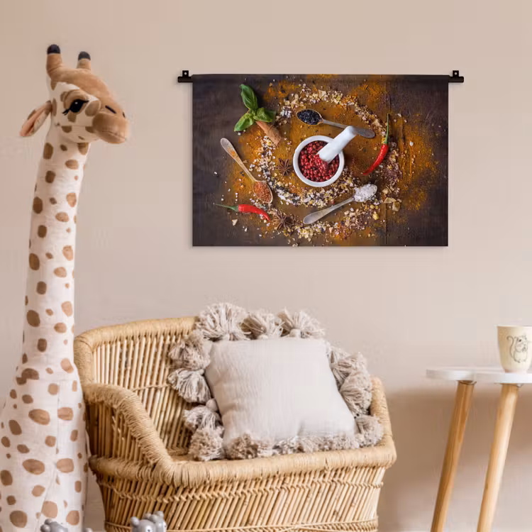 Wandkleed - Vijzel - Kruiden - Lepels - Specerijen - Bruin - Peper — 5