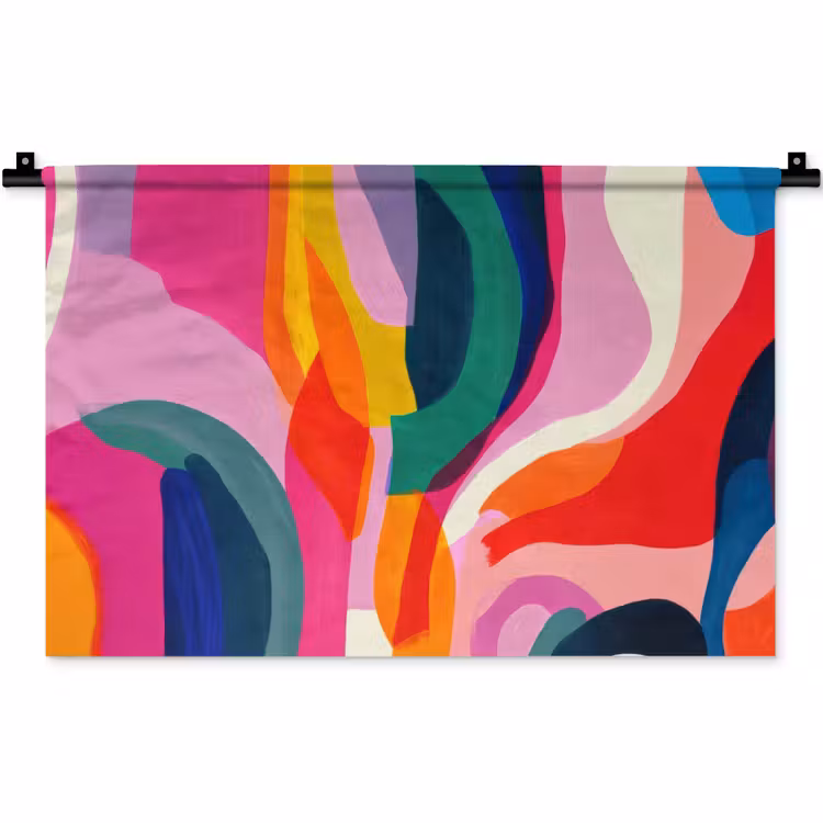 Wandkleed - Vormen - Golvend - Abstract - Felroze — 1