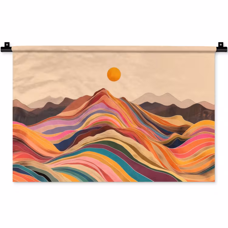 Wandkleed - Zon - Kleurrijk landschap - Bergen — 1