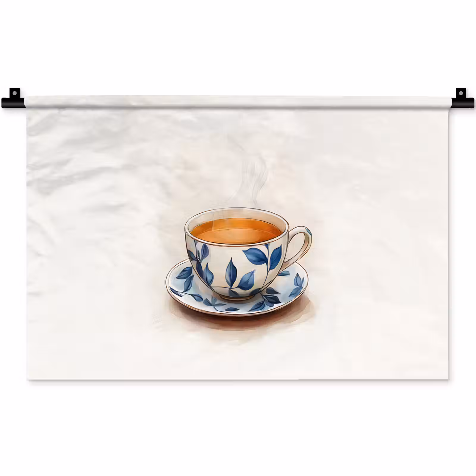 Wandkleed - Theekop - Bladeren - Blauw — 1