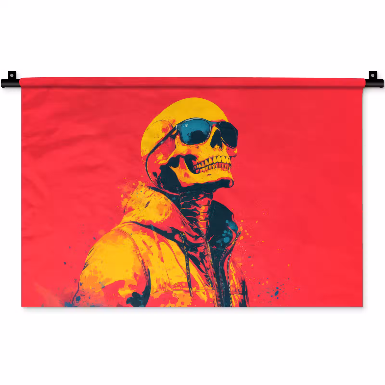 Wandkleed - Zonnebril - Schedel - Jas - Rood — 1