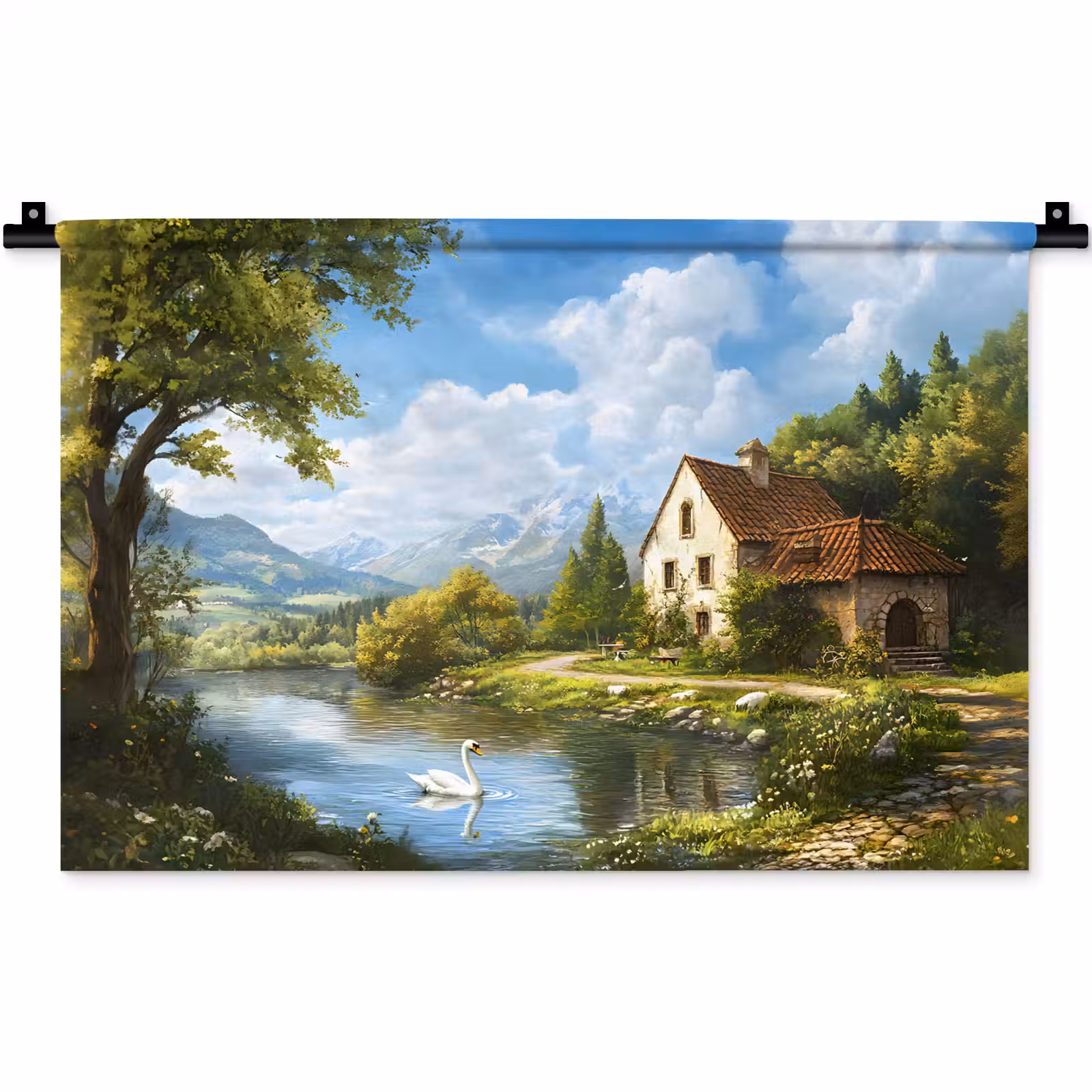 Wandkleed - Zwaan - Bomen - Rust — 1