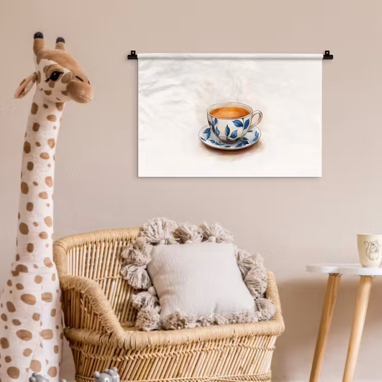 Wandkleed - Theekop - Bladeren - Blauw — 5