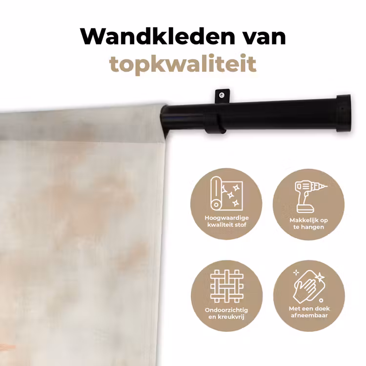 Wandkleed - Theepot - Groen - Bloemen - Oranje — 3