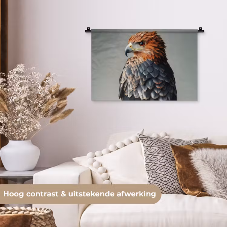 Wandkleed - Vogel - Realistisch - Veren - Bruin — 4