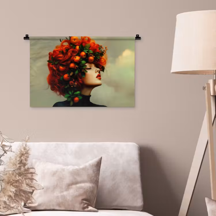 Wandkleed - Vrouw - Appels - Rood - Bladeren — 2