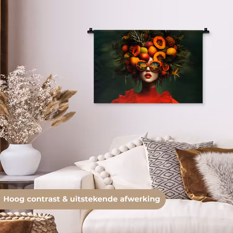 Wandkleed - Vrouw - Vruchten - Papaja - Ananas — 4