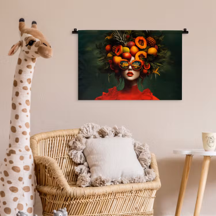 Wandkleed - Vrouw - Vruchten - Papaja - Ananas — 5