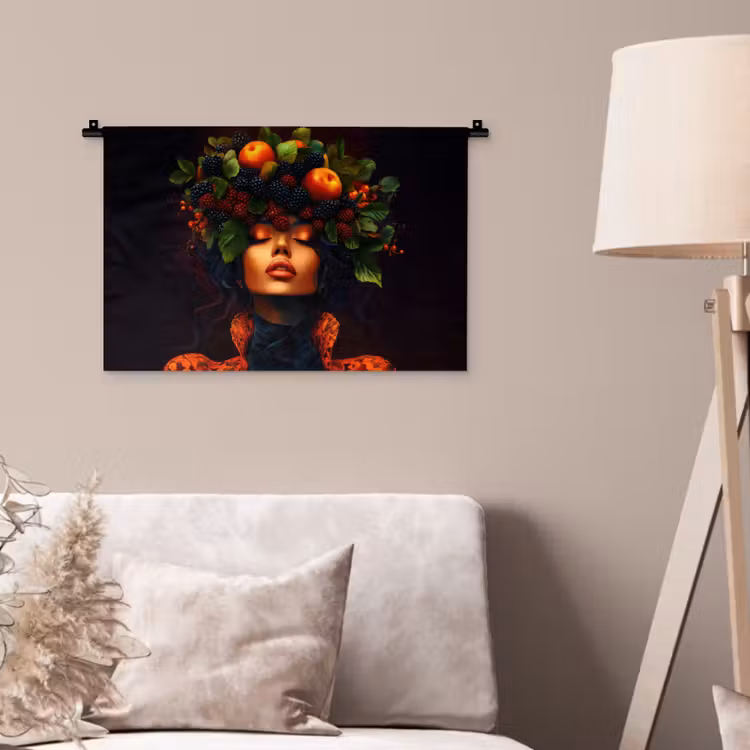 Wandkleed - Vrouw - Zwart - Bessen - Bramen - Appels — 2