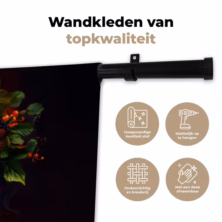 Wandkleed - Vrouw - Zwart - Bessen - Bramen - Appels — 3