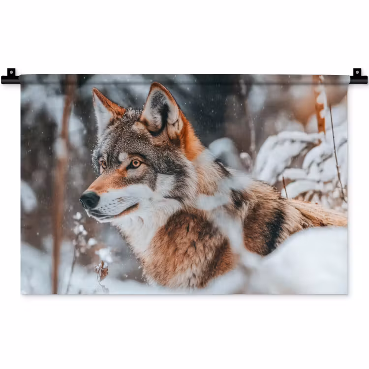 Wandkleed - Wolf - Sneeuw - Winter - Dieren - Natuur - Sneeuw — 1