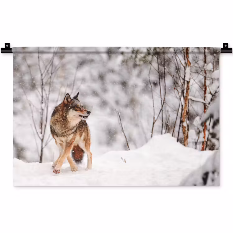 Wandkleed - Wolf - Winter - Sneeuw - Natuur - Dieren — 1