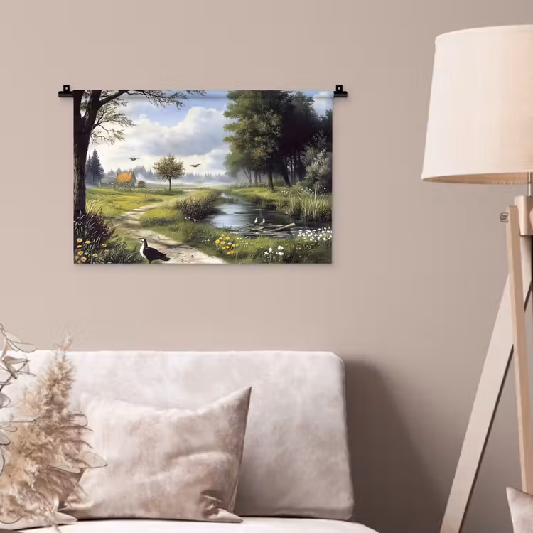 Wandkleed - Zandpad - Groen landschap - Water — 2