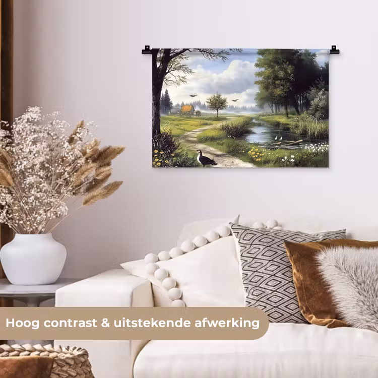 Wandkleed - Zandpad - Groen landschap - Water — 4