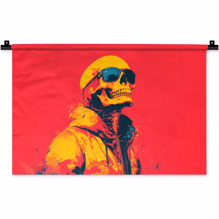 Wandkleed - Zonnebril - Schedel - Jas - Rood — 1