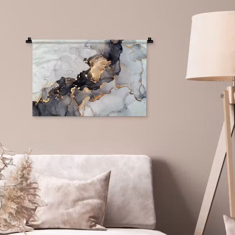 Wandkleed - Zwart - Marmer - Luxe - Goud — 2