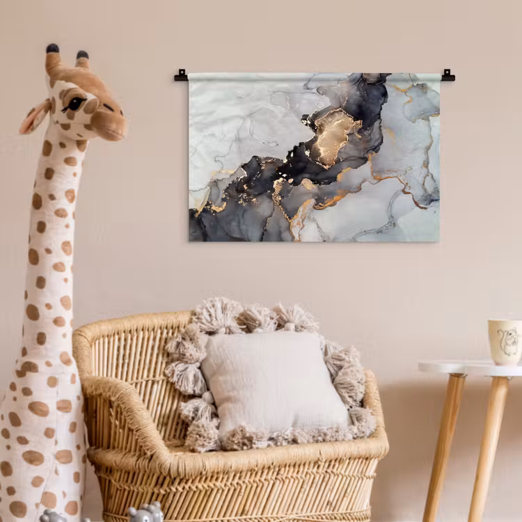 Wandkleed - Zwart - Marmer - Luxe - Goud — 5