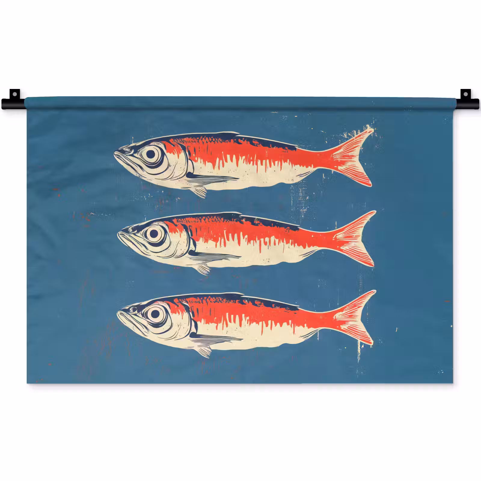 Wandkleed - Vissen - Rood - Blauw — 1