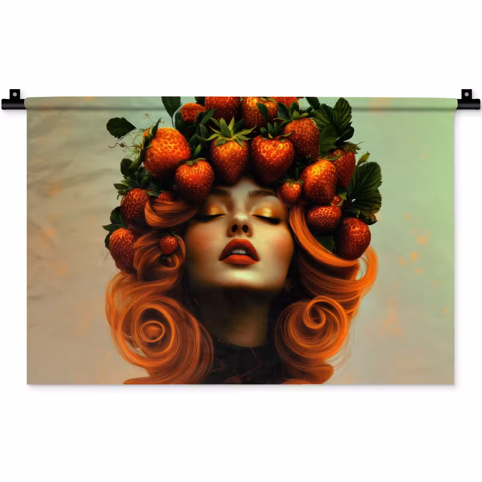 Wandkleed - Vrouw - Aardbeien - Kroon — 1