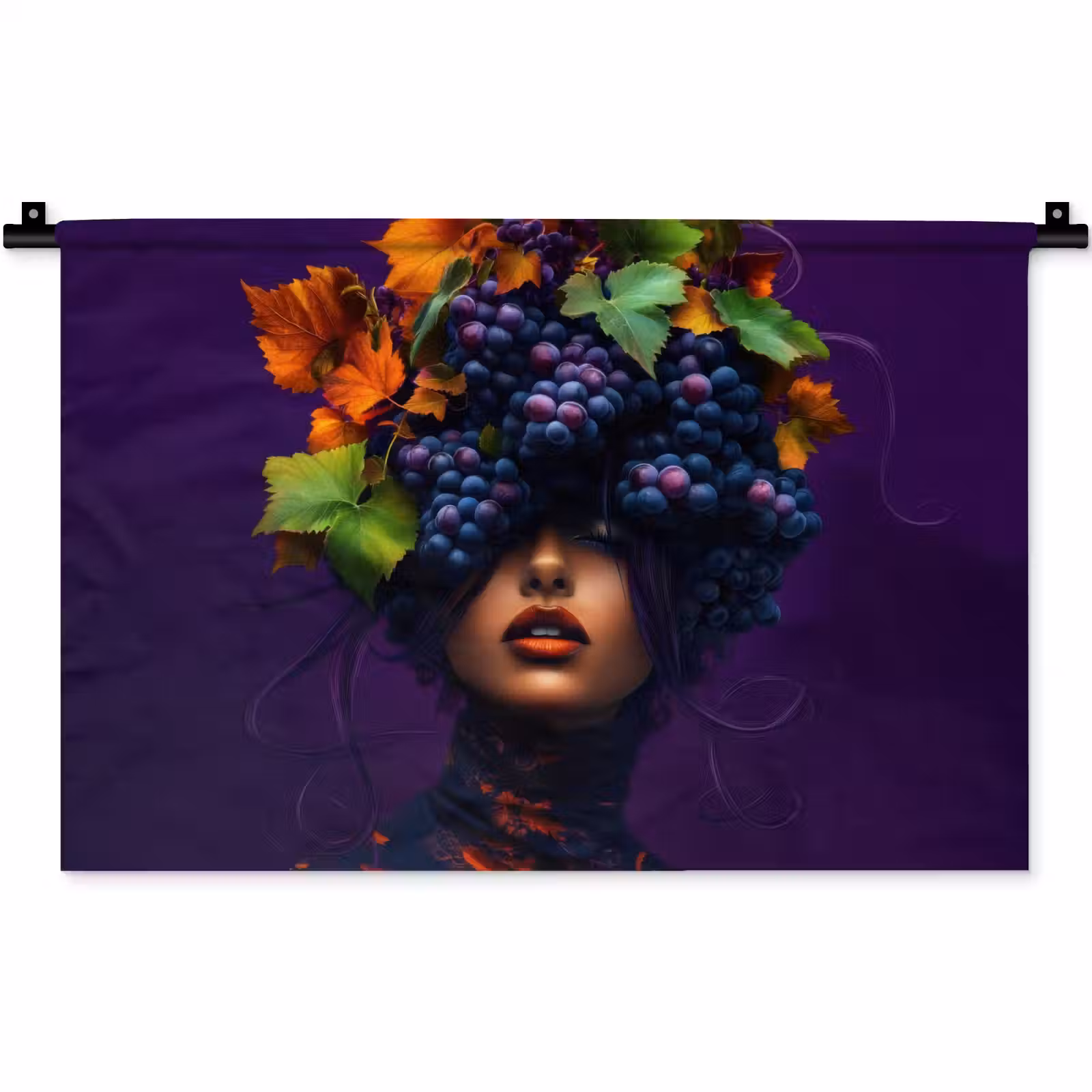 Wandkleed - Vrouw - Paars - Druiven — 1