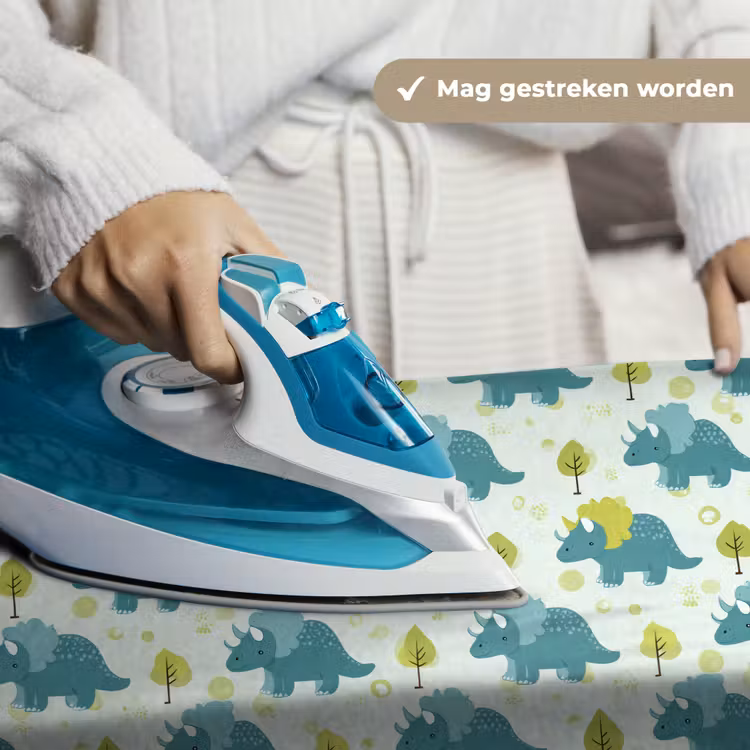 Wandkleed - Triceratop - Blauw - Stippen - Boompjes — 6