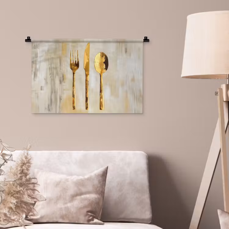 Wandkleed - Verf - Goud - Bestek — 2