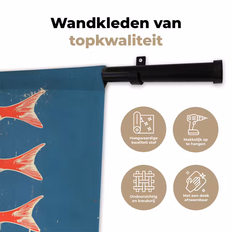 Wandkleed - Vissen - Rood - Blauw — 3