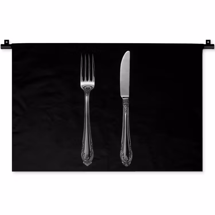 Wandkleed - Vork - Mes - Zilver — 1