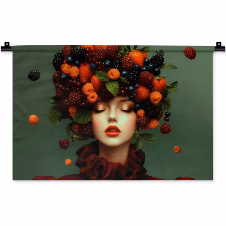 Wandkleed - Vrouw - Aardbeien - Frambozen - Bramen - Bessen — 1