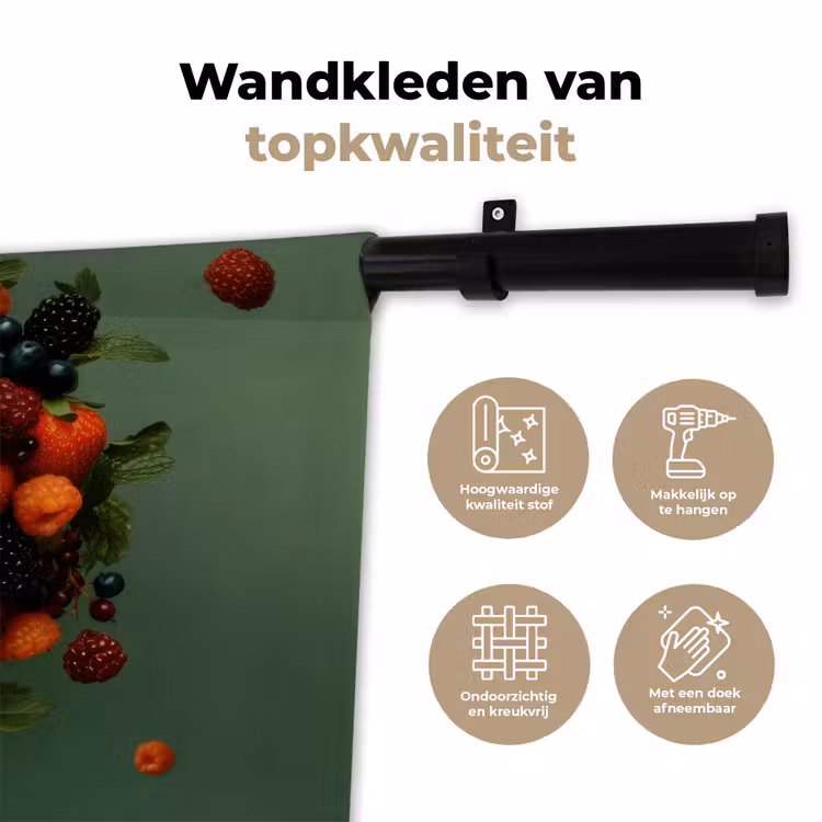 Wandkleed - Vrouw - Aardbeien - Frambozen - Bramen - Bessen — 3