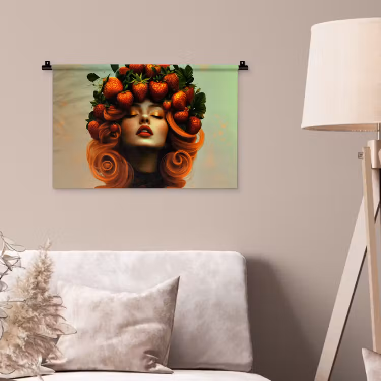 Wandkleed - Vrouw - Aardbeien - Kroon — 2