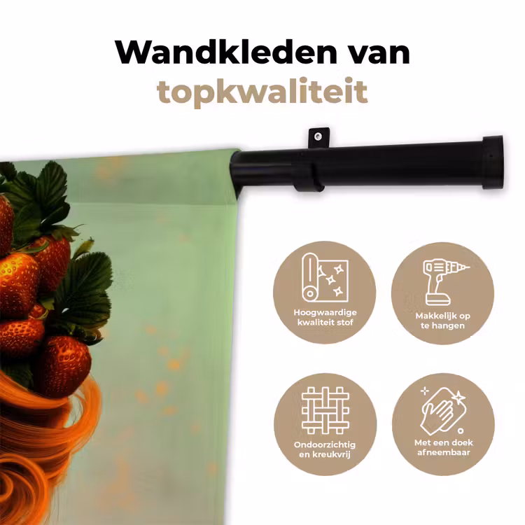 Wandkleed - Vrouw - Aardbeien - Kroon — 3