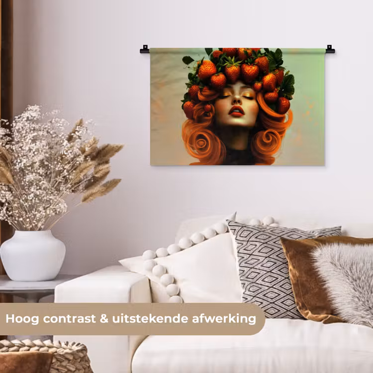 Wandkleed - Vrouw - Aardbeien - Kroon — 4