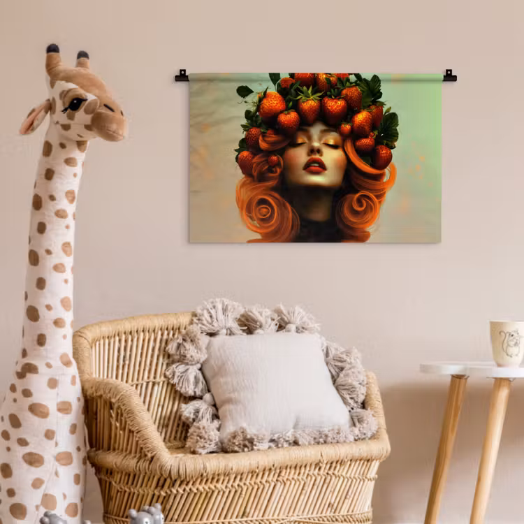 Wandkleed - Vrouw - Aardbeien - Kroon — 5