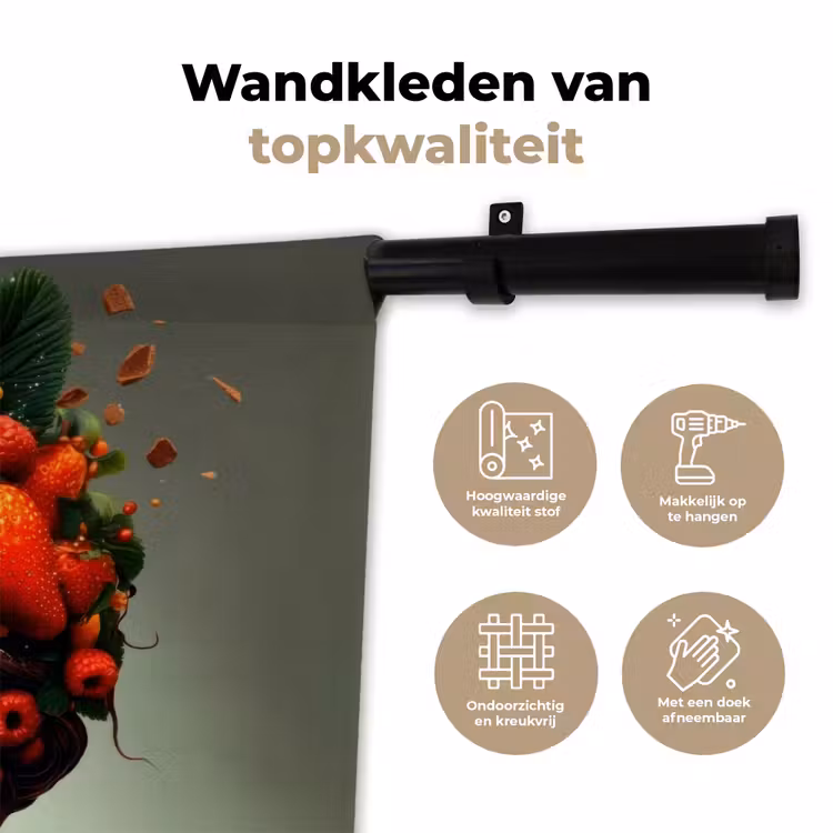 Wandkleed - Vrouw - Chocolade - Frambozen - Aardbeien - Koekjes — 3