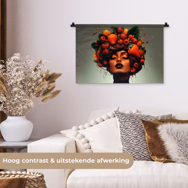 Wandkleed - Vrouw - Chocolade - Frambozen - Aardbeien - Koekjes — 4
