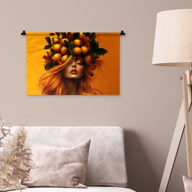 Wandkleed - Vrouw - Citroenen - Bloesem - Geel — 2