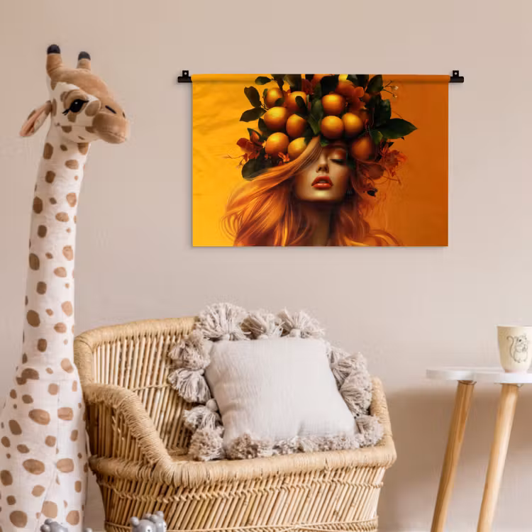 Wandkleed - Vrouw - Citroenen - Bloesem - Geel — 5
