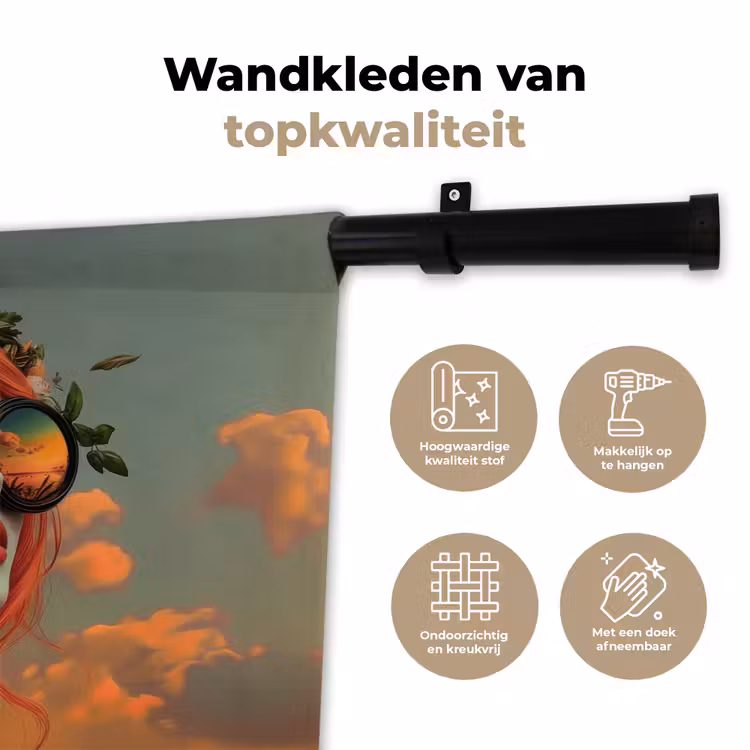 Wandkleed - Vrouw - Kroon - Tomaat - Bascilicum - Zonnebril — 3
