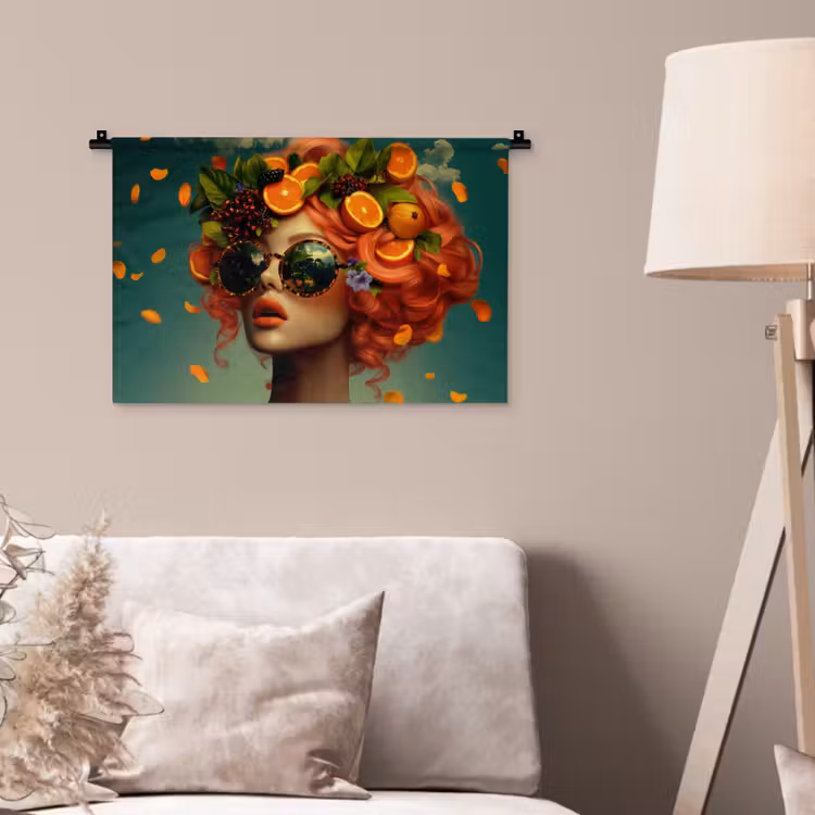 Wandkleed - Vrouw - Sinaasappel - Bessen - Oranje — 2