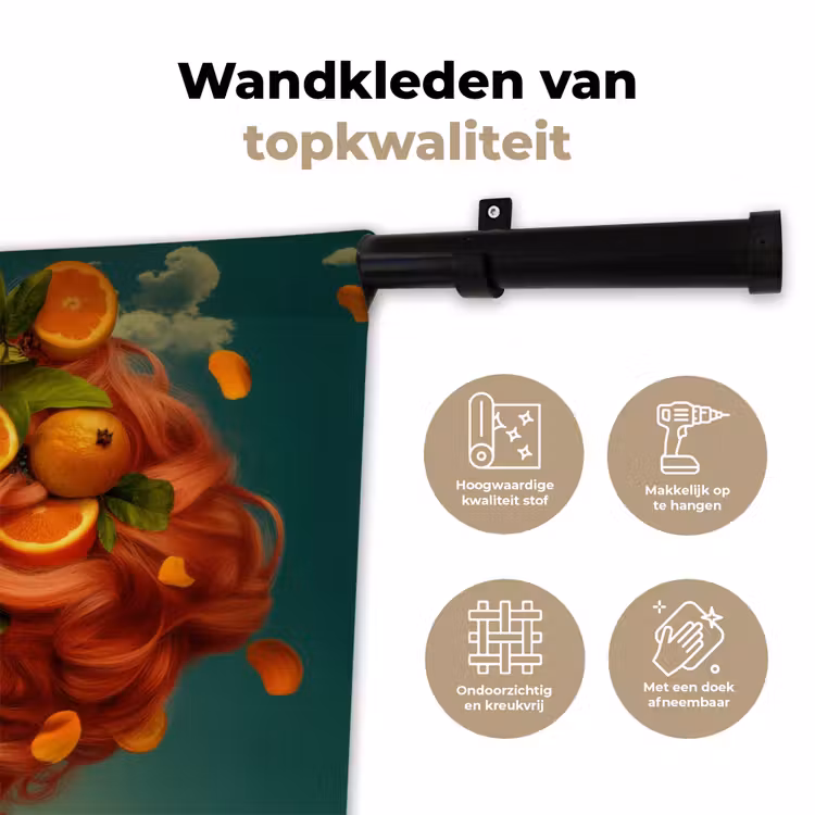 Wandkleed - Vrouw - Sinaasappel - Bessen - Oranje — 3