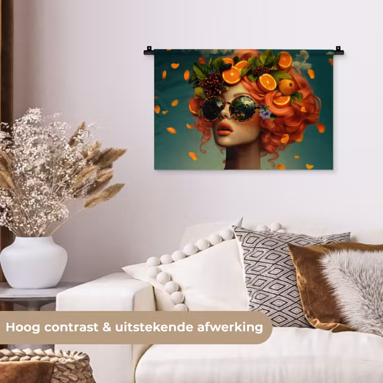 Wandkleed - Vrouw - Sinaasappel - Bessen - Oranje — 4
