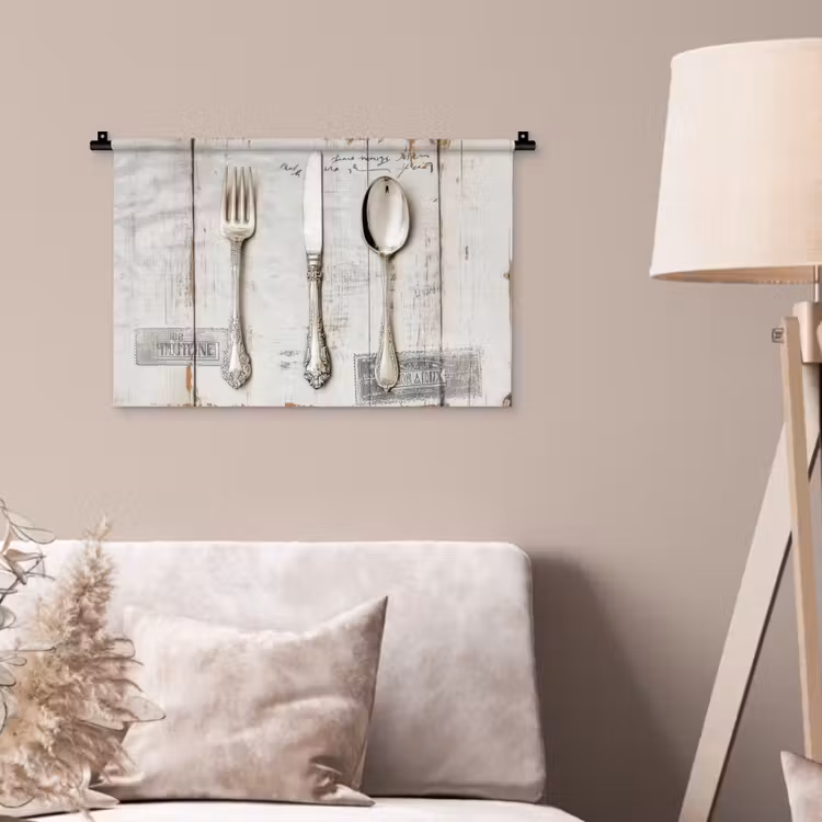 Wandkleed - Zilver - Bestek - Hout — 2