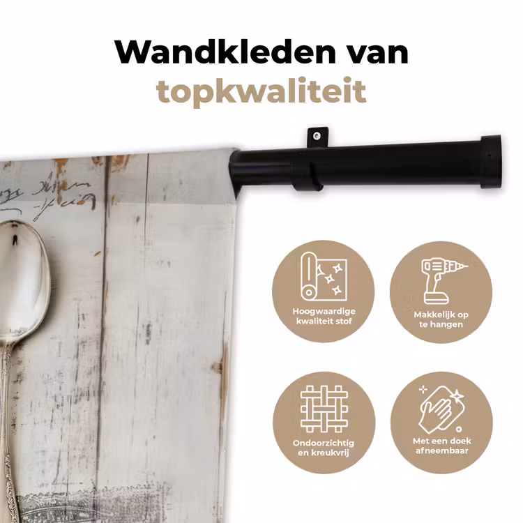 Wandkleed - Zilver - Bestek - Hout — 3