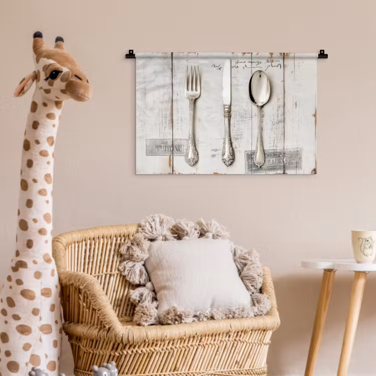 Wandkleed - Zilver - Bestek - Hout — 5