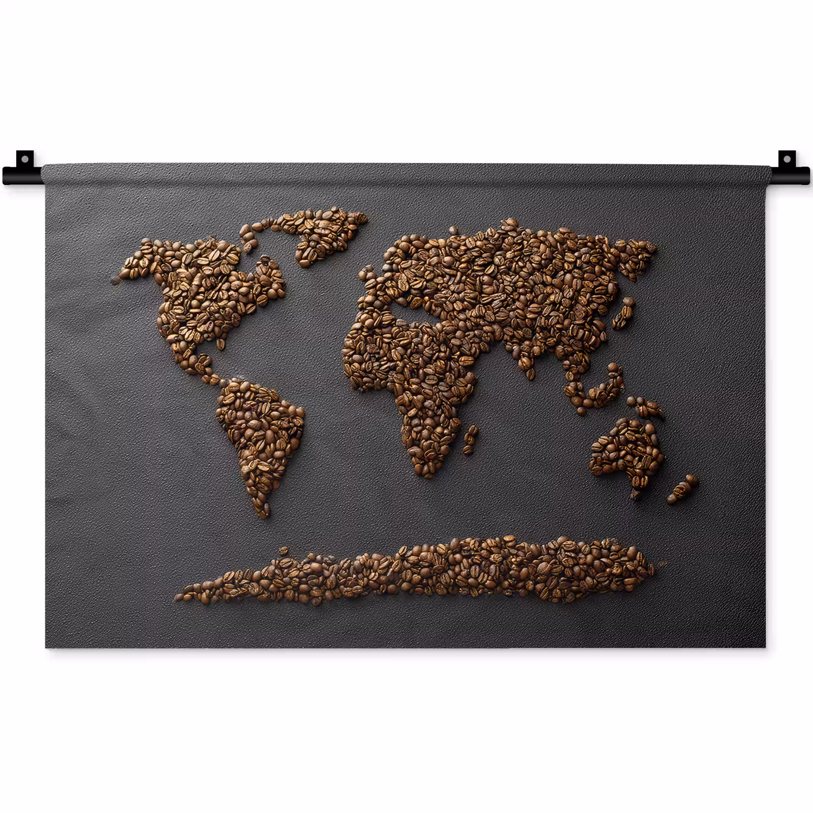Wandkleed - Wereldkaart - Koffie - Grijs — 1