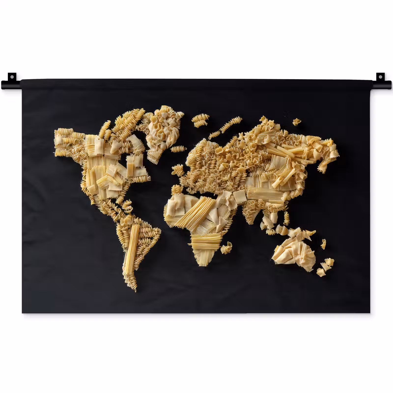 Wandkleed - Wereldkaart - Pasta - Zwart — 1